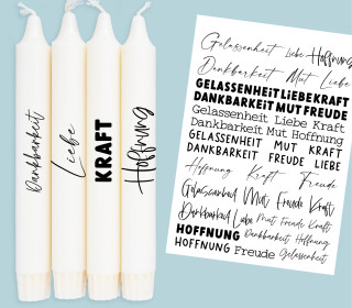 DIN A4 - Kerzen-Tattoofolie - Gefühle - für Kerzen / Keramik