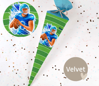DIY-Nähset Schultüte - Verrückt nach Sport - Football - Velvet - zum selber Nähen