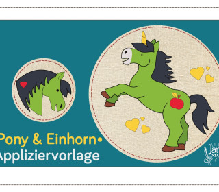 Appliziervorlage PONY, PFERD und EINHORN inkl. Applizierschule