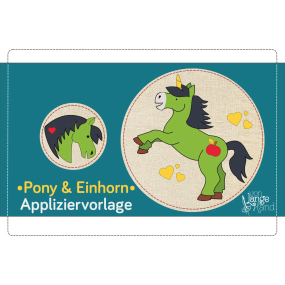 Appliziervorlage PONY, PFERD und EINHORN inkl. Applizierschule