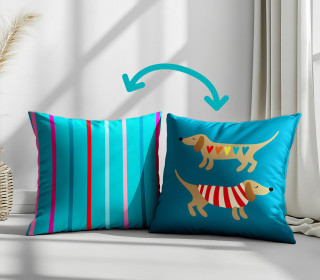 Genähtes Kissen inkl. Inlet - Wiener Dogs - Stripes - Pink - Hamburger Liebe - Mein Hanseherz