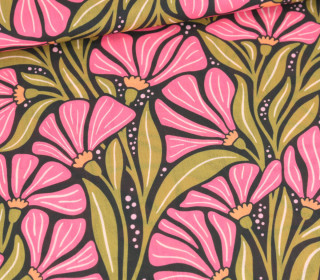 Tislin - leichter Dekostoff - frischer Frühling - tanzende Blumen - Grün - Sanne Paul - abby and amy