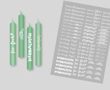 DIN A4 - Tattoofolie - Sprüche zum Verschenken - Weiß - für Baumkerzen - Weihnachten