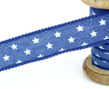 Dekoband - Jeans - Sterne - Mittel.Bl./Dunkel.Bl.
