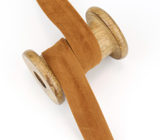 1 Meter Schrägband - Velour - 20mm - Camelbraun