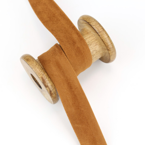 1 Meter Schrägband - Velour - 20mm - Camelbraun