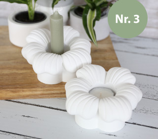 Silikon -  Gießform - Blüten Kerzenhalter - 2in1 - für Stabkerzen & Teelichter - Nr. 3 - vielfältig nutzbar