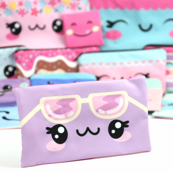 DIY-Nähset - Softshell - Fleece - 15 Stift - und Kramtaschen - Cute Faces - abby and amy