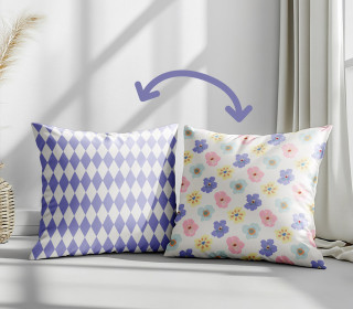 Genähtes Kissen inkl. Inlet - Abstract Flowers -  Rauten - Irene Pacha - Mein Hanseherz