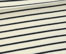 Frottee - Baumwolle - Yarn Dyed Stripes - 245g - Warmweiß/Schwarzblau