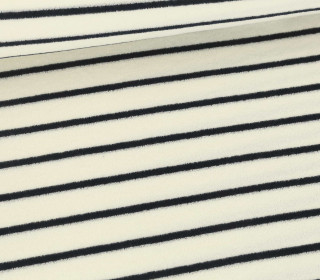Frottee - Baumwolle - Yarn Dyed Stripes - 245g - Warmweiß/Schwarzblau
