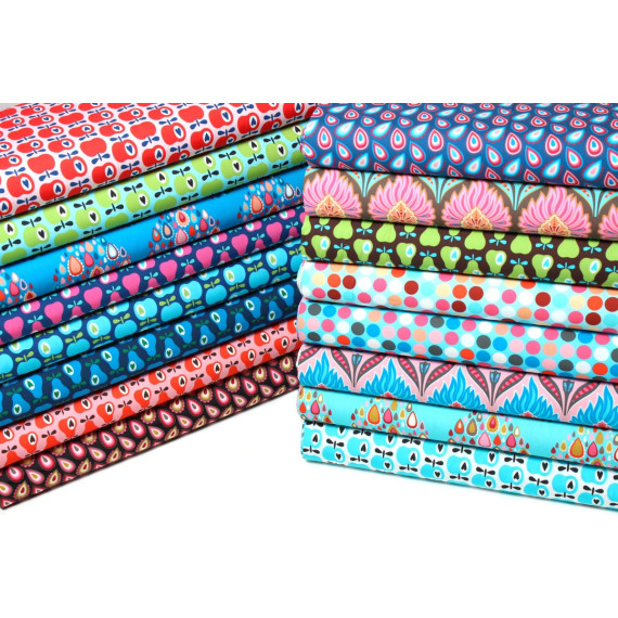 Stoff Happy Polka Dots Hamburger Liebe Türkis