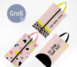 DIY-Nähset - 3 Schuhbeutel - GROß (bis Gr. 45) - Wild Things - studio.mARTinchen - Outdoorstoff - abby and amy