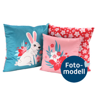 FOTOMODELL - Kissen-Set fertig genäht - Frühlingshasen - Velvet - Kathi Bondzio