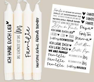 DIN A4 - Kerzen-Tattoofolie - Familie - für Kerzen / Keramik