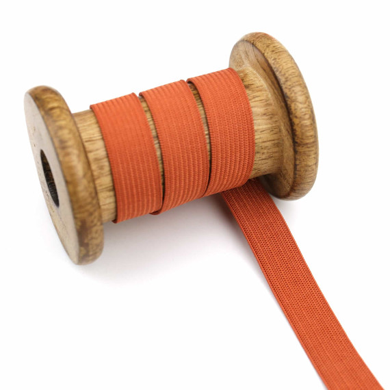 2 Meter Gummiband - Zugeschnitten -  Uni - 15mm - Rostorange