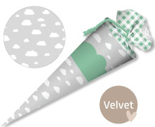 DIY-Nähset Schultüte - GESCHWISTERTÜTE - Wolken - Grau - Velvet - abby and amy