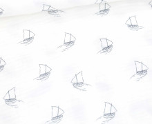 Musselin - Muslin - Double Gauze - Segelboote - Weiß