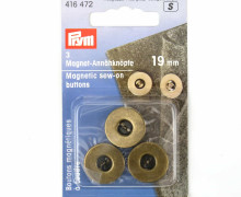 3 Magnet-Annähknöpfe - Rund - 2 Löcher - 19mm - Prym - Altmessing