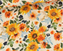 Musselin - Muslin - Double Gauze - Sonnenblumen - Warmweiß