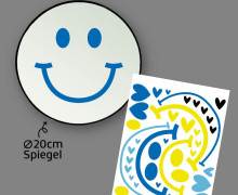 Rub-On Sticker - Fröhliche Gesichter - small - Gelb/Hellblau/Blau - für Spiegel - Tante Henni Rub-Ons - vielfältig nutzbar
