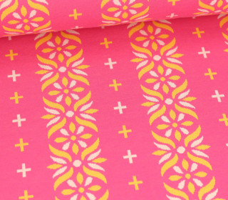 Bio-Jacquard - 3 Farb Spezial Jacquard Jersey - Flourish - Evermore - Pink - Hamburger Liebe