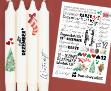 DIN A4 - Tattoofolie - Dezember - für Kerzen / Keramik