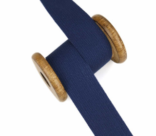 1m Weiches Gurtband - Uni - Baumwolle - 30mm - Stärke 1,4mm - Stahlblau