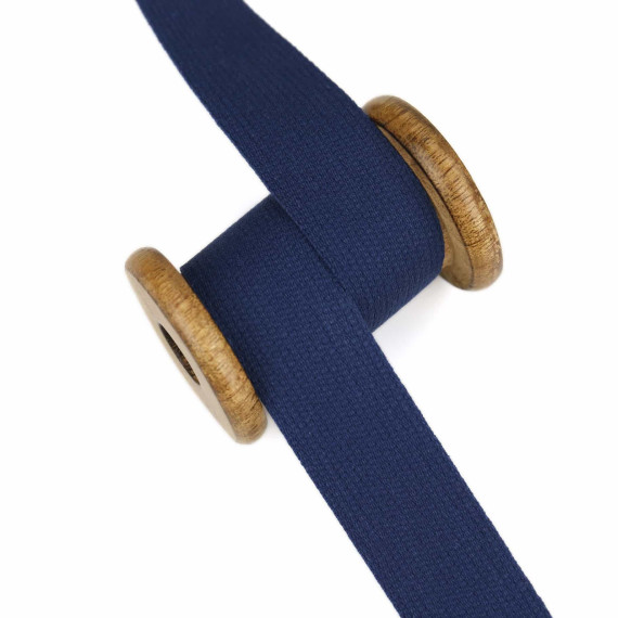 1m Weiches Gurtband - Uni - Baumwolle - 30mm - Stärke 1,4mm - Stahlblau