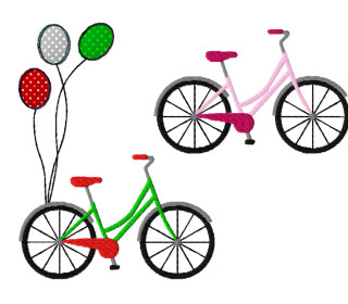 Stickdatei Fahrrad mit Ballon und solo