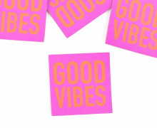 1 KUNSTLEDER LABEL - Bedruckt - Fuchsia - GOOD VIBES