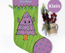 DIY-Nähset - Nikolaussocke - KLEIN - Softshell - XMasSratch - Fliederlila/Grün - Katzengold Designs