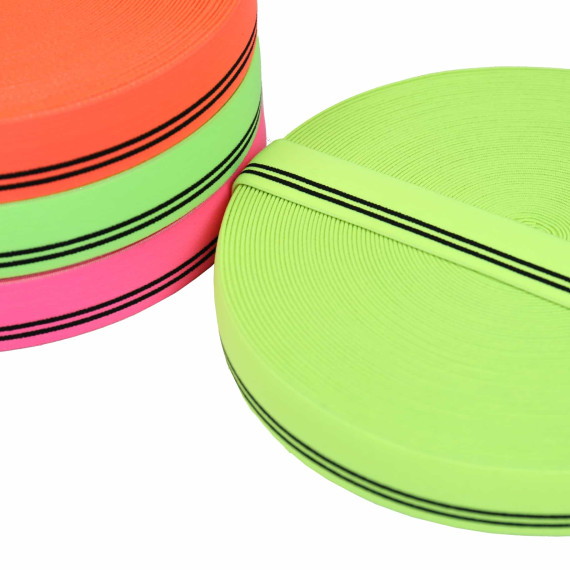 1 Meter Gummiband - 30mm - Two Stripes - Neongelb