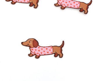 Patch zum Aufbügeln - Dackel - Herzen/Rosa - vielfältig nutzbar - Wunschgeschenk