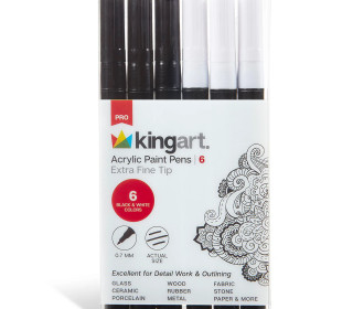 Acrylfarbe Stifte Set - Extra Fein - kingart PRO - Schwarz & Weiß