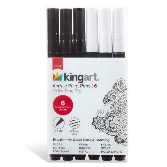 Acrylfarbe Stifte Set - Extra Fein - kingart PRO - Schwarz & Weiß