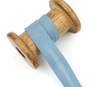 1 Bund Schrägband - 3 Meter - Zugeschnitten - Baumwolle - 20mm - Taubenblau Hell