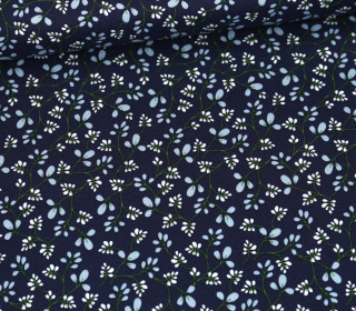 Baumwolle - Webware - Ring A Roses - Brilliant - Mini Blütenranken - Stahlblau - Gütermann