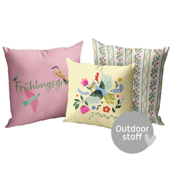 Kissenstoff - DIY - Kissen-Set - Frühlingsgruß - Outdoorstoff - abby and amy