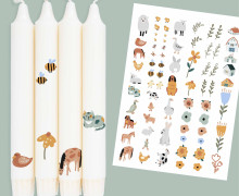DIN A4 - Kerzen-Tattoofolie - Niedlicher Bauernhof - für Kerzen / Keramik