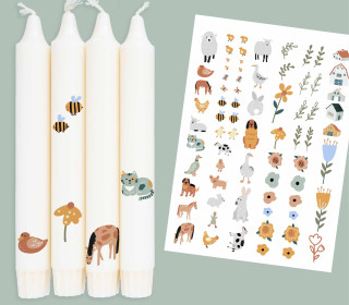 DIN A4 - Kerzen-Tattoofolie - Niedlicher Bauernhof - für Kerzen / Keramik