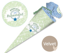 DIY-Nähset Schultüte - KLEINE TÜTE - Endlich Ruhstand - Blau - Velvet - abby and amy