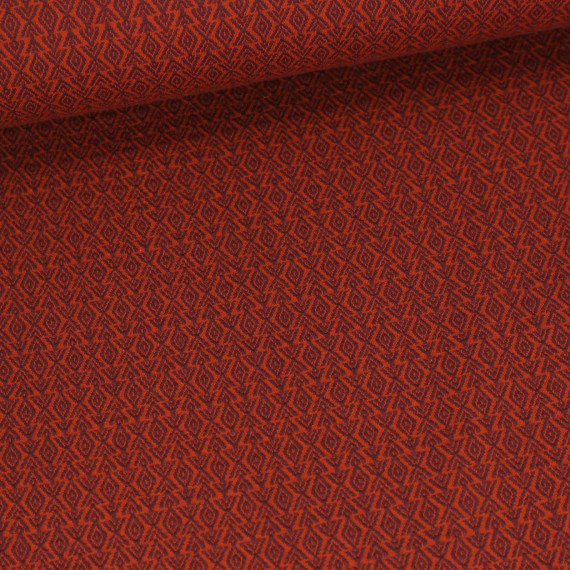 Bio-Elastic Minijacquard Jersey - 3D - Field Knit - Western Fairy Tales - Hamburger Liebe - Bordeaux/Rostorange
