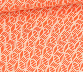 Bio-Elastic Minijacquard Jersey - 3D - Ribbed Knit - Pretty & Pure - Hamburger Liebe - Warmweiß/Coralle