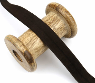 1 Meter Schrägband - 18mm - Wildlederimitat - Dunkelbraun