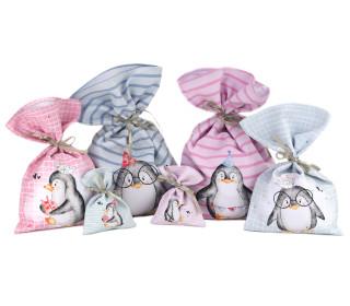 DIY-Nähset - 6 Geschenkbeutel - Set - Partypinguine - Treeebird - Soft Canvas - abby and amy