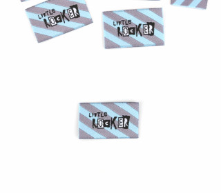1 Label - LITTLE ROCKER - Schrägstreifen - Grau/Türkisblau - Katzengold Design