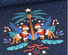 Bio-Sommersweat - French Terry - Leo Paneel - Wild XMas 2025 - Stahlblau - Hamburger Liebe