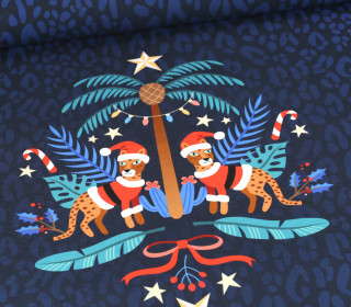 Bio-Sommersweat - French Terry - Leo Paneel - Wild XMas 2025 - Stahlblau - Hamburger Liebe