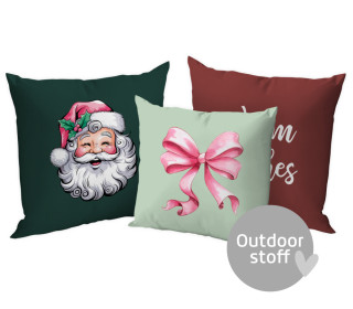 Kissenstoff - DIY - Kissen-Set - Ho Ho Ho - Warm Wishes - Dunkelgrün/Dunkelrot - Outdoorstoff - abby and amy